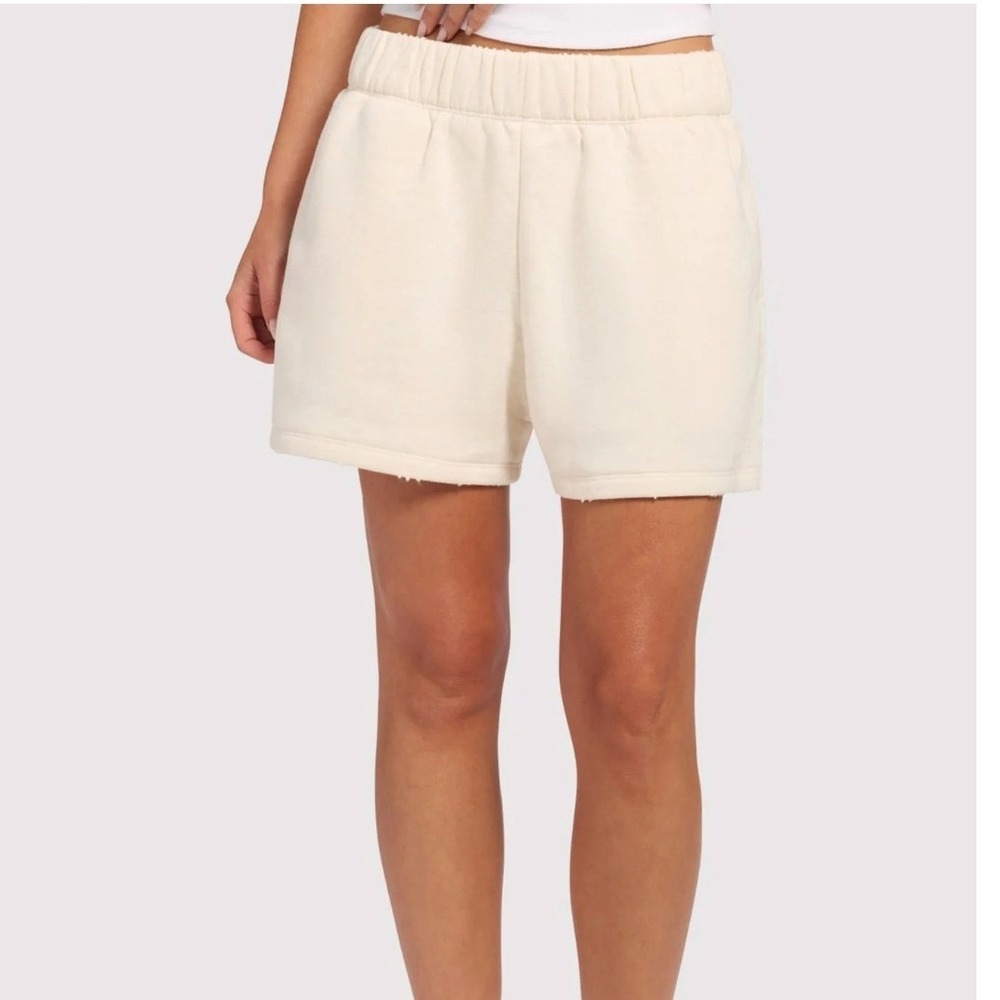 Nuuds Vintage Fleece Distressed Shorts Heather Bone High Rise Medium M